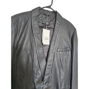 LAMARQUE Collection Black Leather Shawl Collar Blazer Jacket Men Size 44